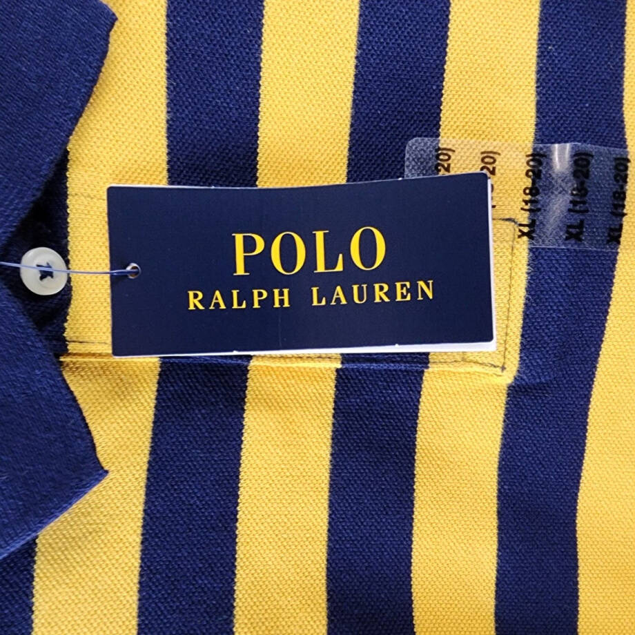 Polo Ralph Lauren Stripe Knit Polo Boy's XL (18-20) Yellow Short Sleeve Pullover
