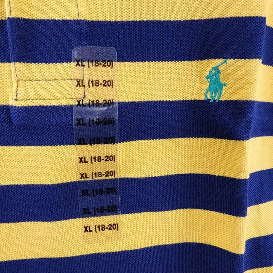 Polo Ralph Lauren Stripe Knit Polo Boy's XL (18-20) Yellow Short Sleeve Pullover