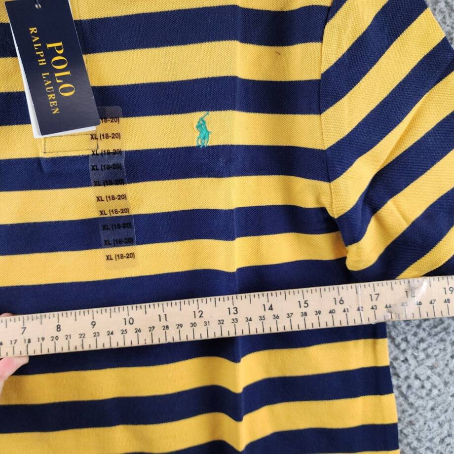 Polo Ralph Lauren Stripe Knit Polo Boy's XL (18-20) Yellow Short Sleeve Pullover