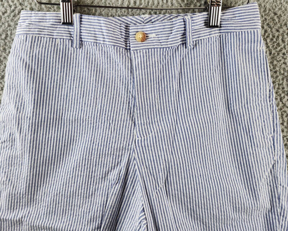 Polo Ralph Lauren Stretch Seersucker Shorts Big Boys 14 Blue/White Zip/Button