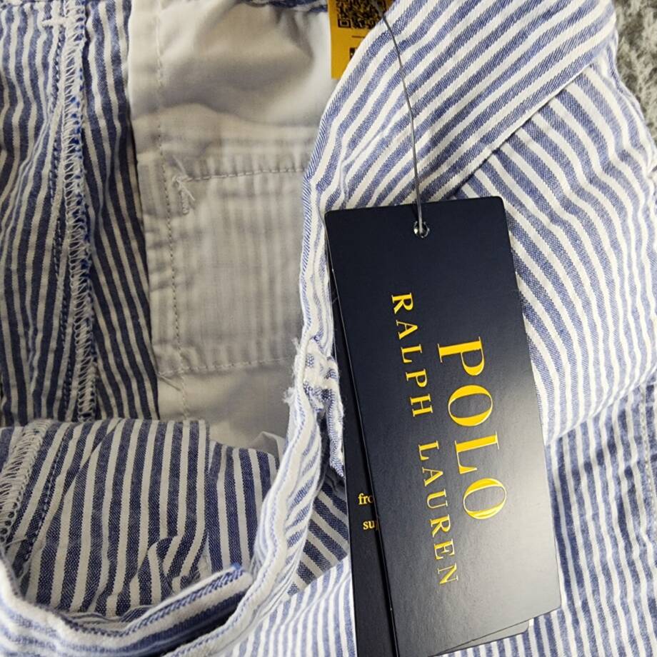 Polo Ralph Lauren Stretch Seersucker Shorts Big Boys 14 Blue/White Zip/Button