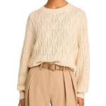 French Connection Layon Jini Braided Sweater Women's L Classic Cream Pullover