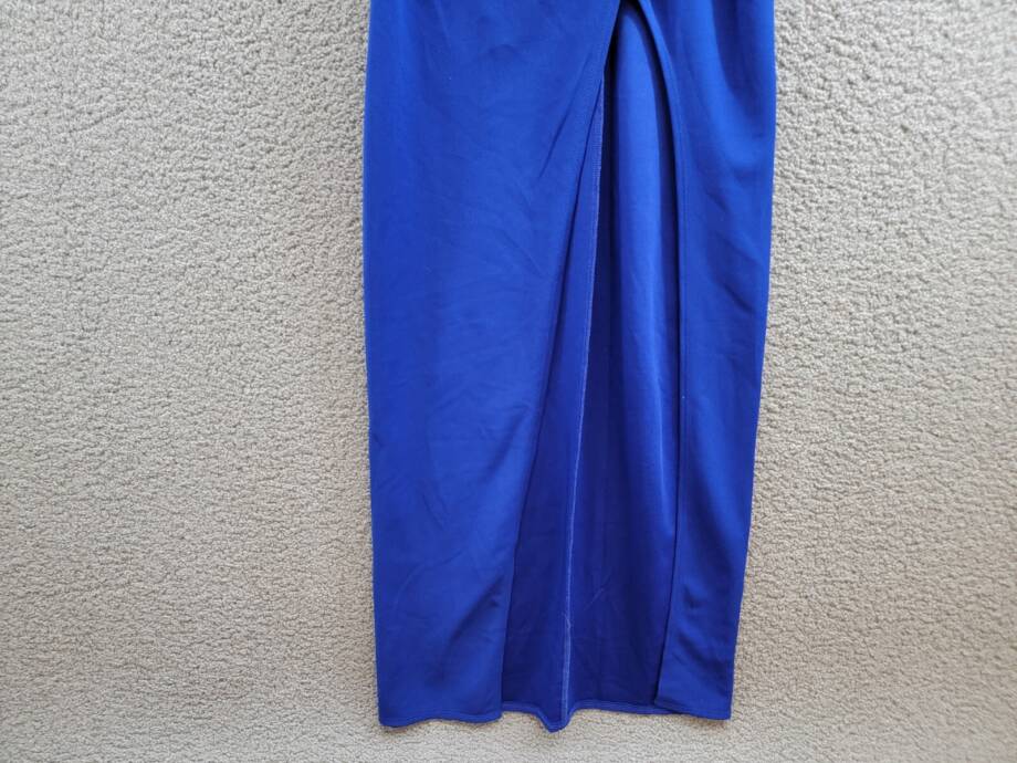 Emerald Sundae High-Slit Gown Juniors' XS Royal Blue V-Neck Pleated Pullover