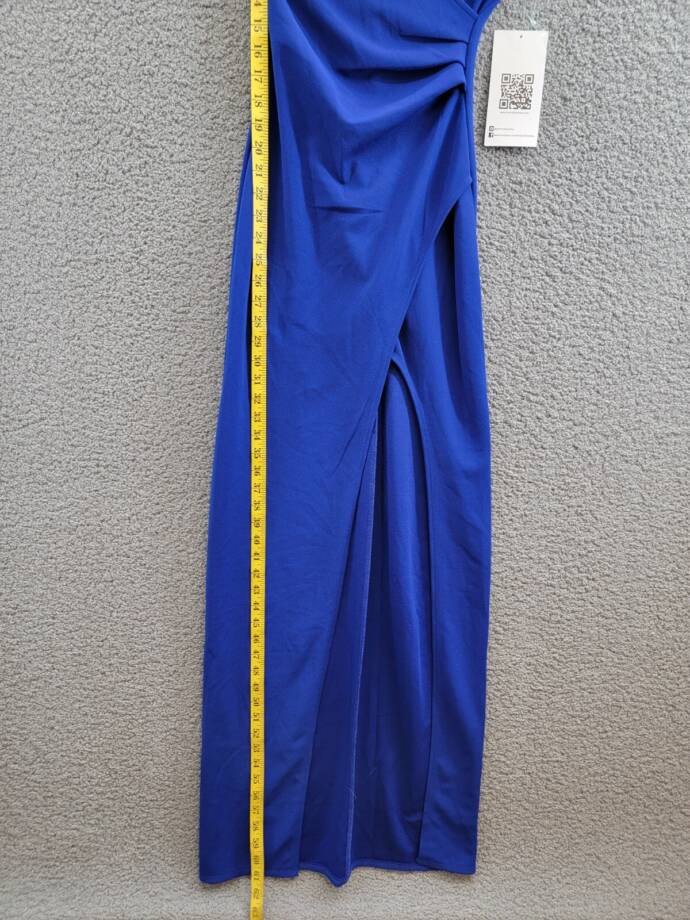 Emerald Sundae High-Slit Gown Juniors' XS Royal Blue V-Neck Pleated Pullover