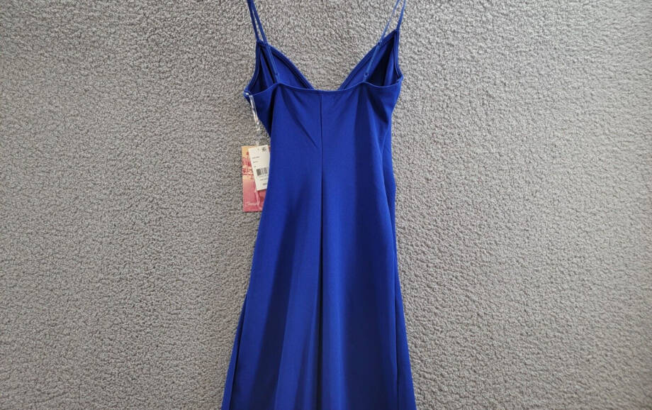 Emerald Sundae High-Slit Gown Juniors' XS Royal Blue V-Neck Pleated Pullover