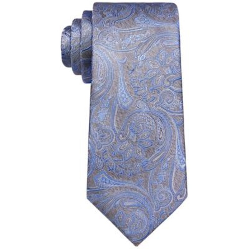Michael Kors Classic Design Paisley Tie Men's One Size Light Blue Pointed Style