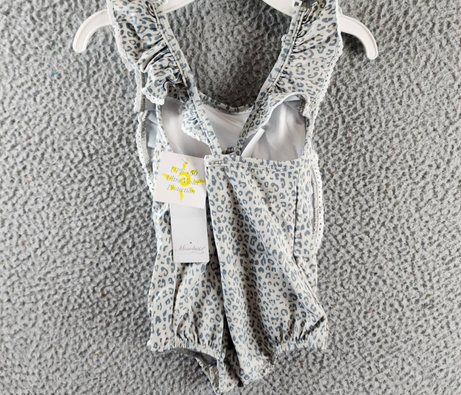 Miniclasix Ruffled Leopard Print One Piece Swimsuit Baby Girls' 18-24M Multi S/S
