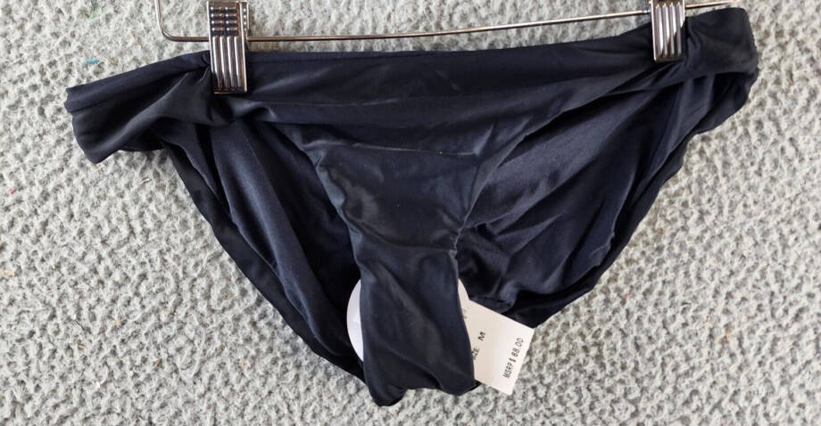 PQ Isla Hipster Bikini Bottom Women's M Black Shirred Elasticized Waist Pull On