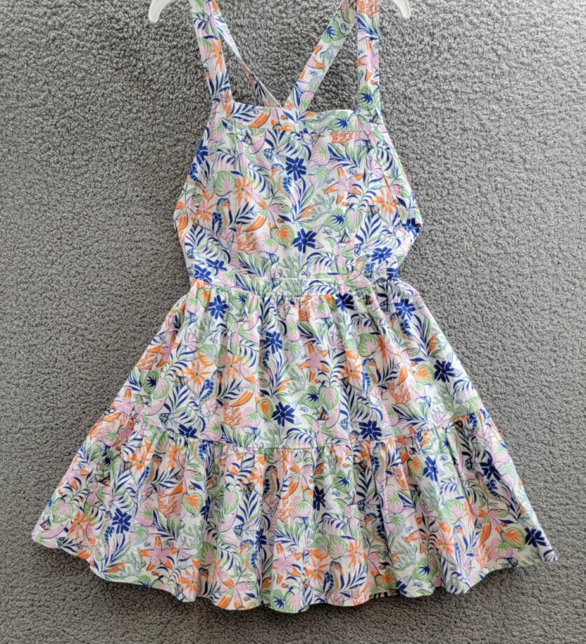 Polo Ralph Lauren Tropical-Print Linen Blend Dress Big Girls 16 Multi Pullover