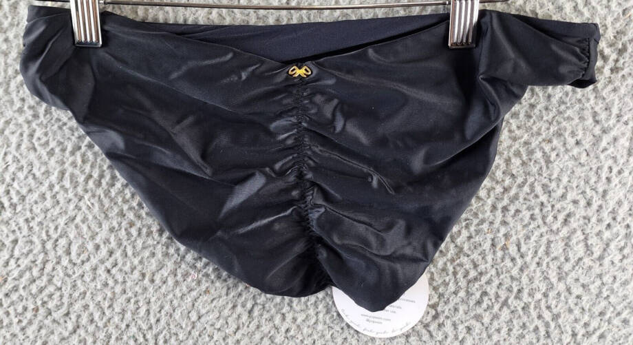 PQ Isla Hipster Bikini Bottom Women's M Black Shirred Elasticized Waist Pull On