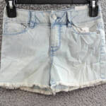 Calvin Klein Boyfriend Denim Cut-Off Shorts Big Girls 7 Light Blue Zip Fly~