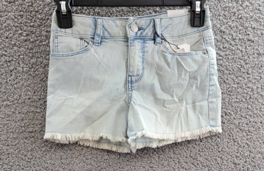 Calvin Klein Boyfriend Denim Cut-Off Shorts Big Girls 7 Light Blue Zip Fly~