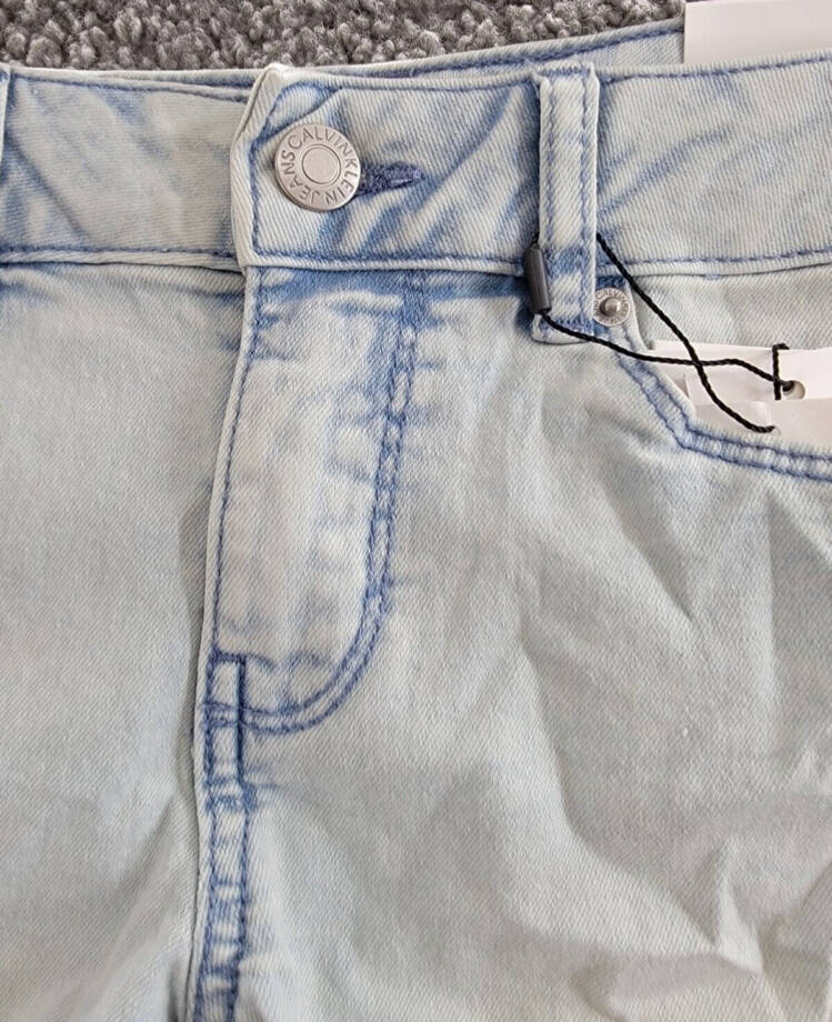 Calvin Klein Boyfriend Denim Cut-Off Shorts Big Girls 7 Light Blue Zip Fly~