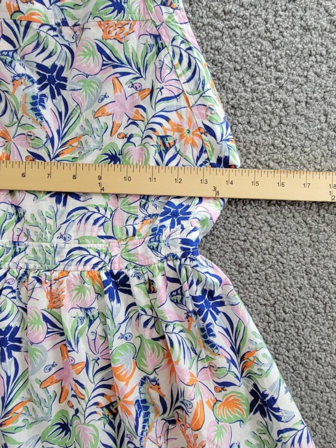 Polo Ralph Lauren Tropical-Print Linen Blend Dress Big Girls 16 Multi Pullover