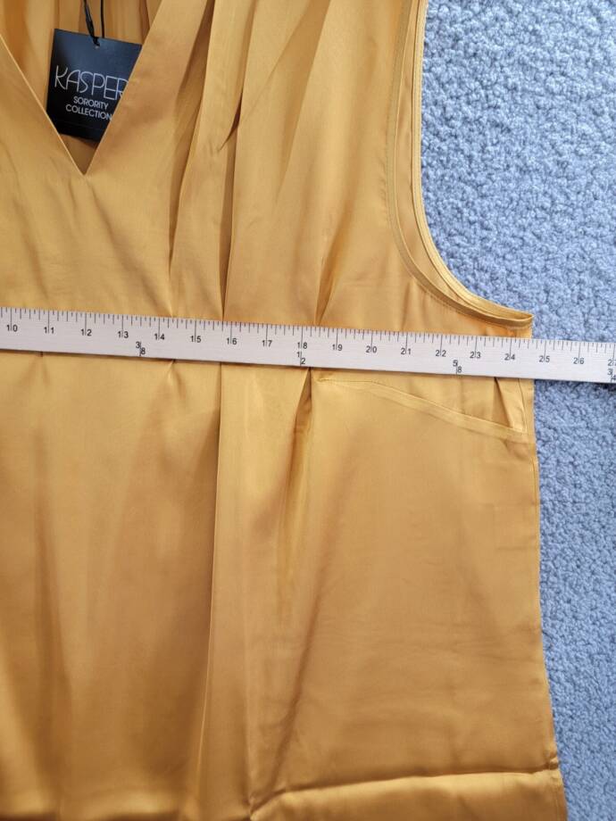Kasper Plus Size V-Neck Sleeveless Pleat-Shoulder Top Women's 3X Gold Signature