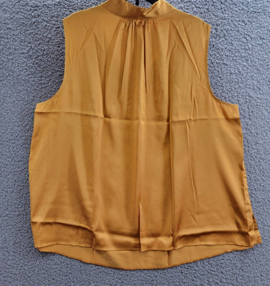 Kasper Plus Size V-Neck Sleeveless Pleat-Shoulder Top Women's 3X Gold Signature