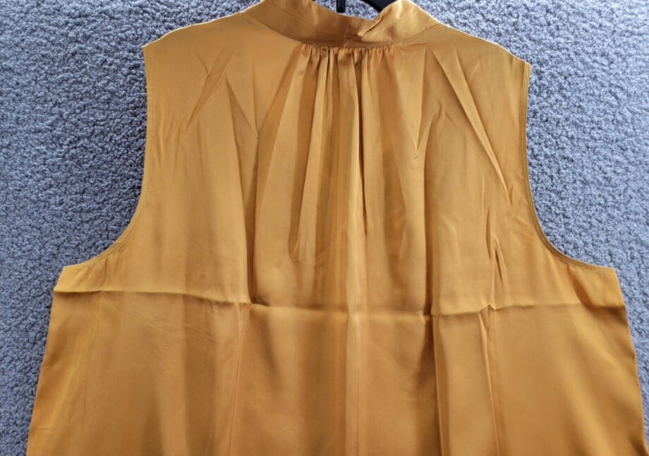 Kasper Plus Size V-Neck Sleeveless Pleat-Shoulder Top Women's 3X Gold Signature