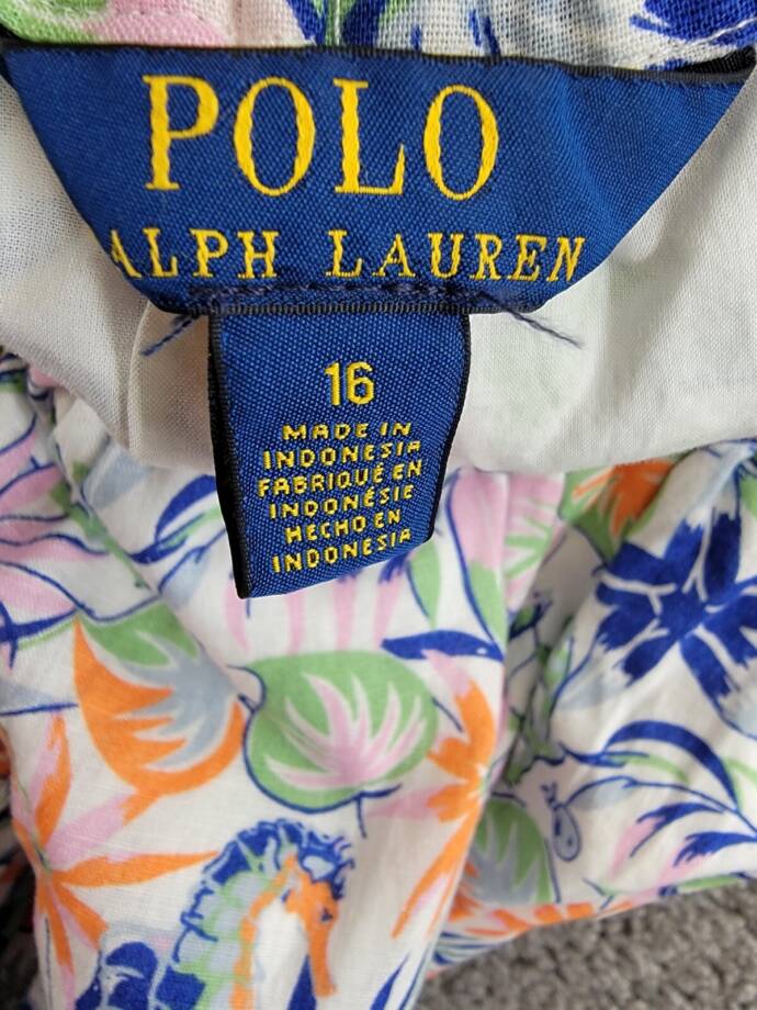 Polo Ralph Lauren Tropical-Print Linen Blend Dress Big Girls 16 Multi Pullover