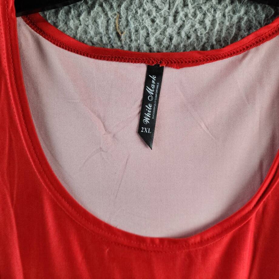 White Mark Plus Size Yanette Tunic Top Women's 2XL Red/Black Printed 3/4 Sleeve