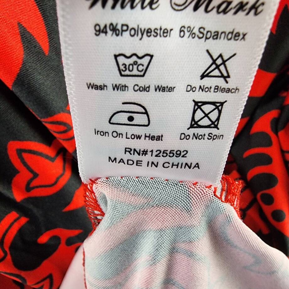 White Mark Plus Size Yanette Tunic Top Women's 2XL Red/Black Printed 3/4 Sleeve