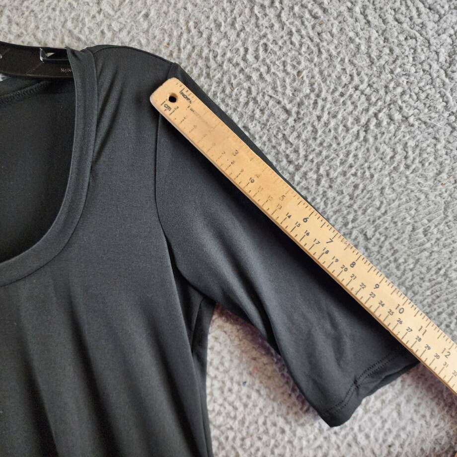 24seven Comfort Apparel Elbow Sleeve Maternity Dress Women's M Black Scoop Neck