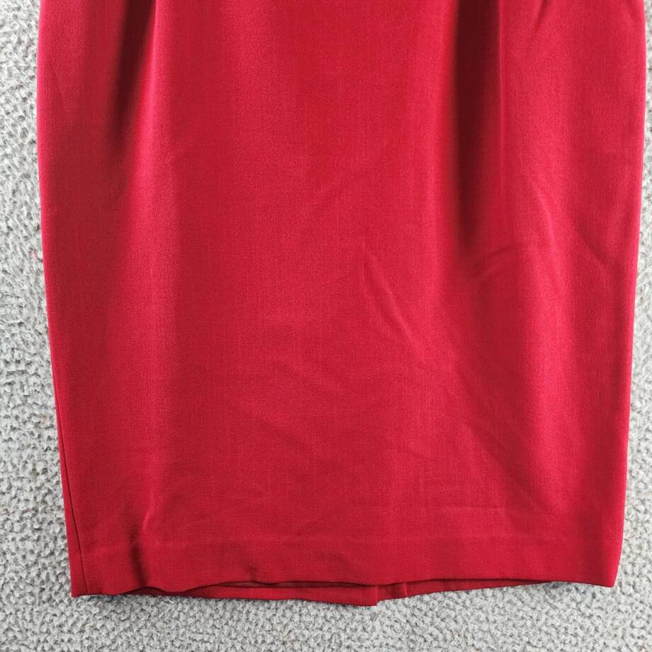 Kasper Crepe Pencil Midi Skirt Women's 10 Fire Red Concealed Back Zip Closure