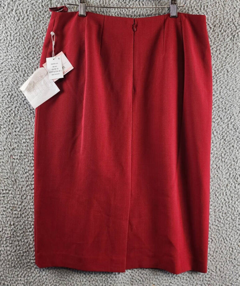 Kasper Crepe Pencil Midi Skirt Women's 10 Fire Red Concealed Back Zip Closure