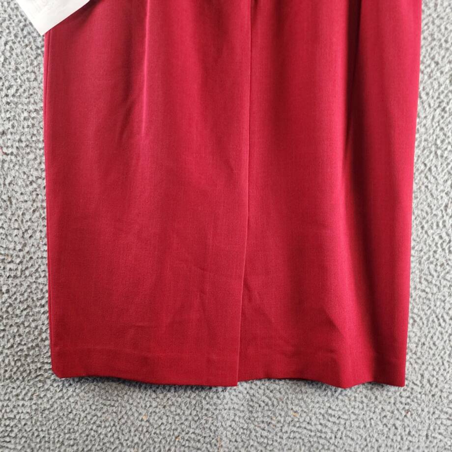 Kasper Crepe Pencil Midi Skirt Women's 10 Fire Red Concealed Back Zip Closure