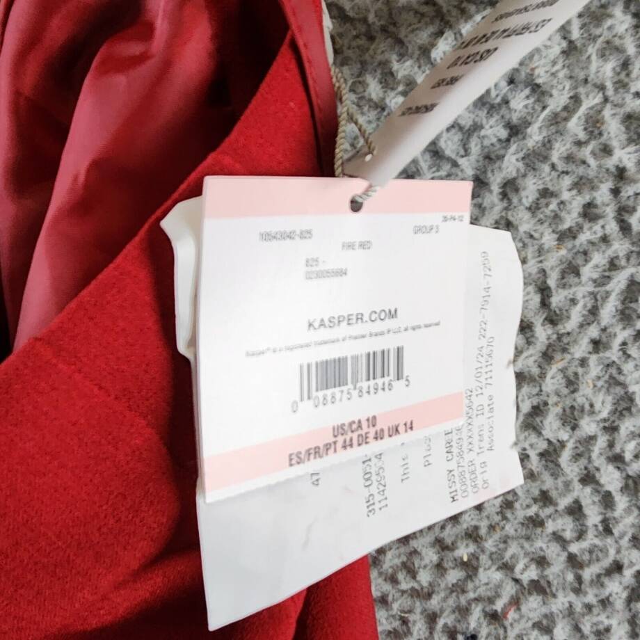 Kasper Crepe Pencil Midi Skirt Women's 10 Fire Red Concealed Back Zip Closure