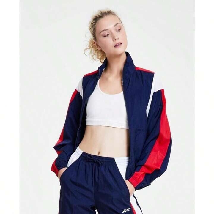 Reebok Plus Back Vector Colorblocked Track Jacket Women's 2X 18-10W Navy Multi
