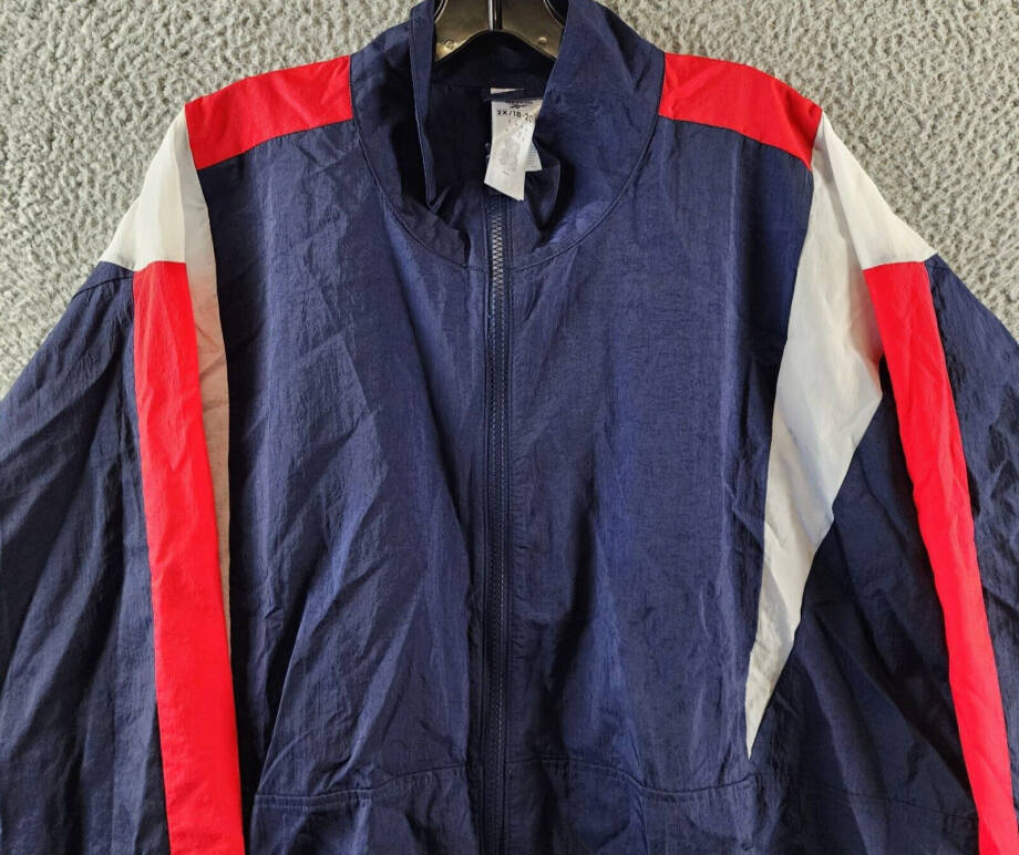 Reebok Plus Back Vector Colorblocked Track Jacket Women's 2X 18-10W Navy Multi