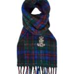 Lauren Ralph Lauren Lofty Scarf w/Crystal Patch Womens O/S Blue Multi Wool Blend