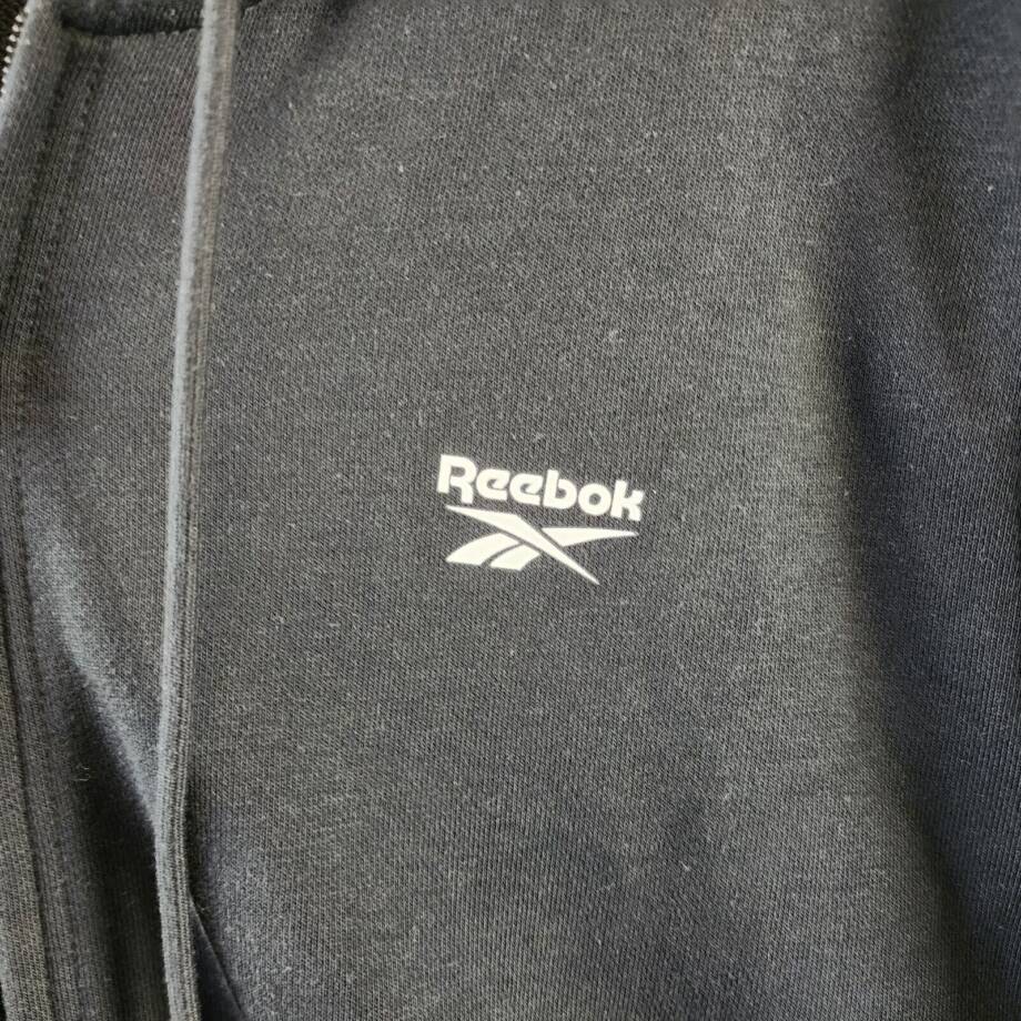 Reebok Plus Size French Terry Zip-Front Hoodie Women's 2X Black Long Sleeves~