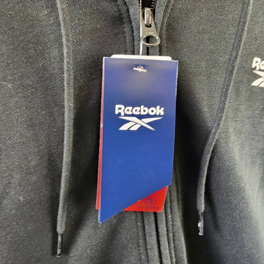 Reebok Plus Size French Terry Zip-Front Hoodie Women's 2X Black Long Sleeves~