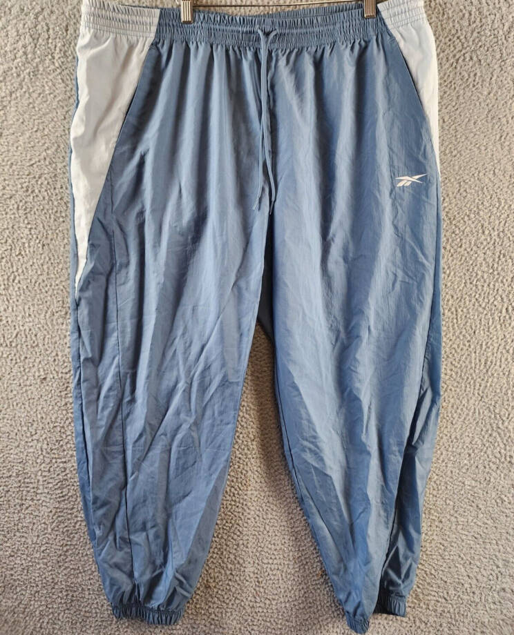 Reebok Plus Size Pull-On Logo Woven Track Pants Women's 2X 18-20W Blue Slate
