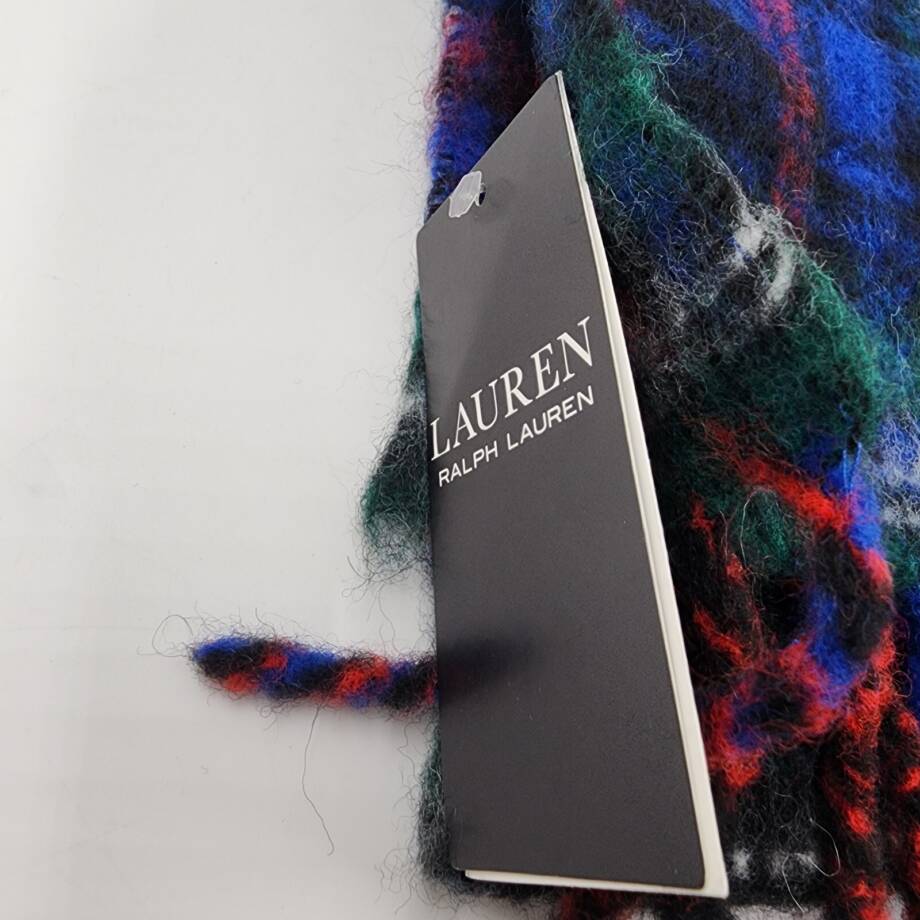Lauren Ralph Lauren Lofty Scarf w/Crystal Patch Womens O/S Blue Multi Wool Blend