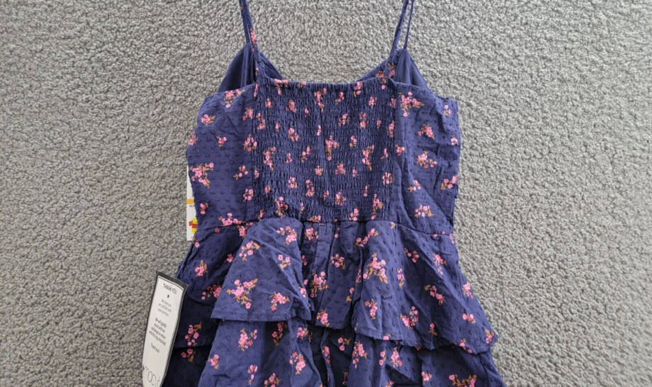 City Studio Floral Print Tiered Sleeveless Dress Juniors S Navy/Magenta Pullover
