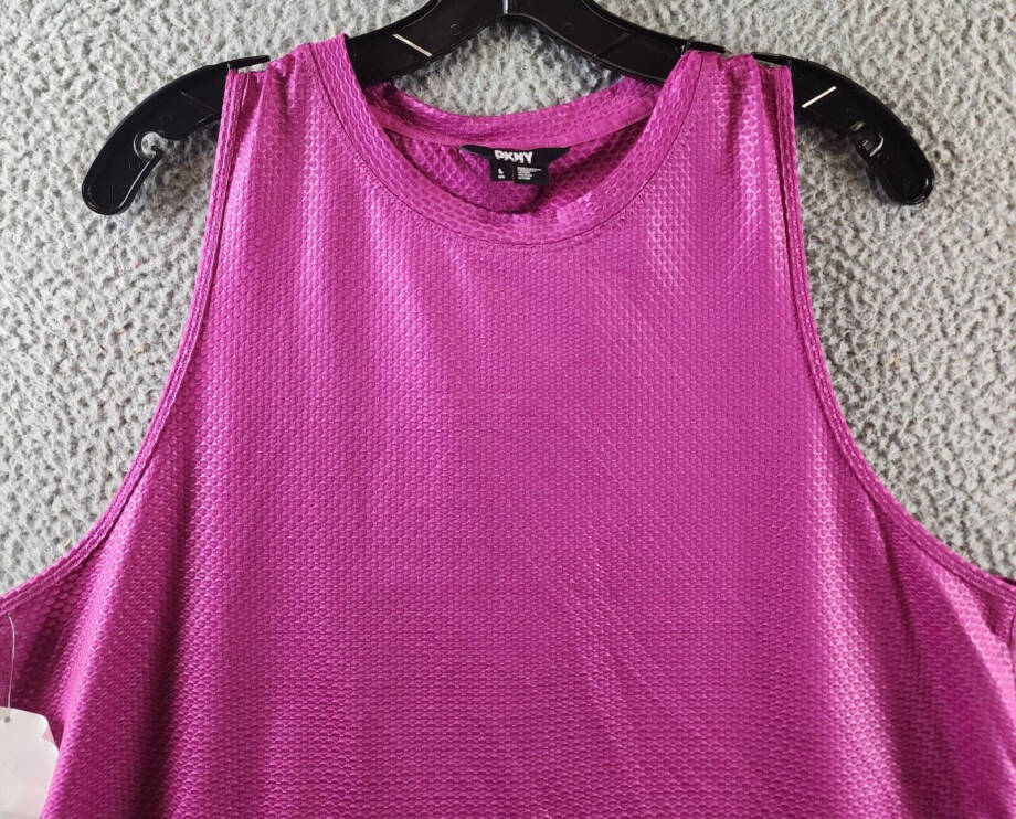 DKNY Sport Honeycomb Mesh Sleeveless Top Women's L Pink Crewneck Pullover Style~