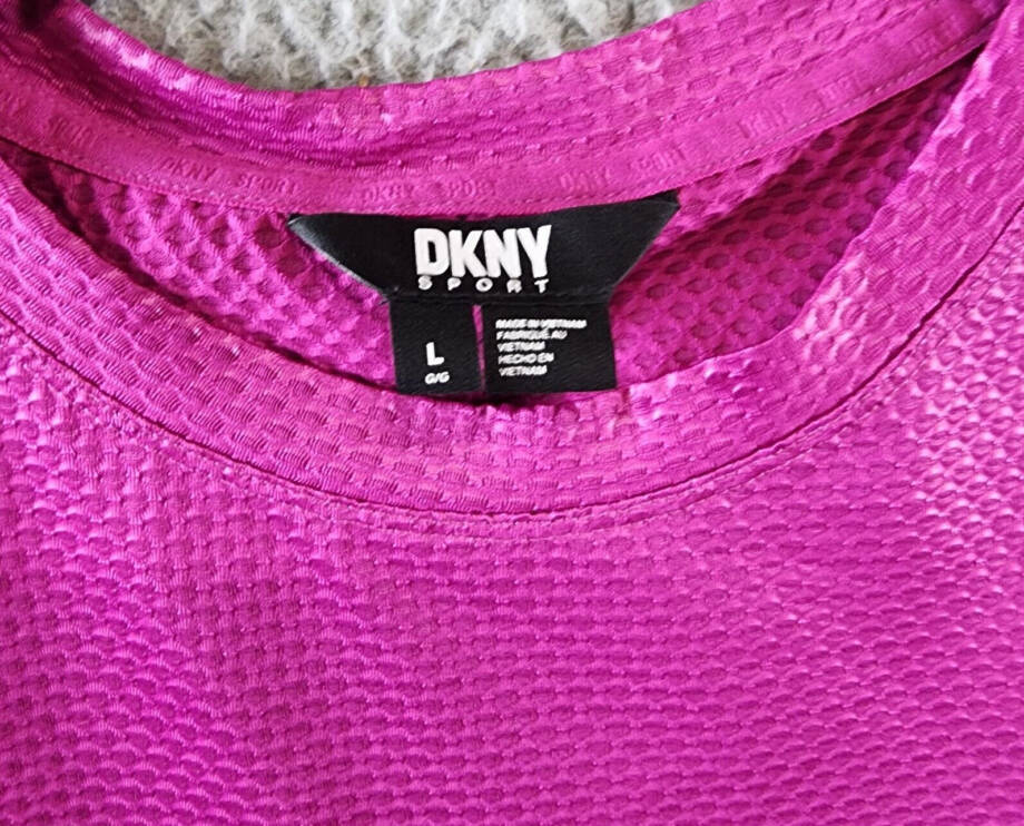 DKNY Sport Honeycomb Mesh Sleeveless Top Women's L Pink Crewneck Pullover Style~