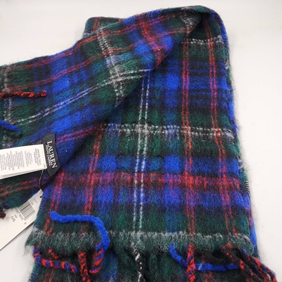 Lauren Ralph Lauren Lofty Scarf w/Crystal Patch Womens O/S Blue Multi Wool Blend