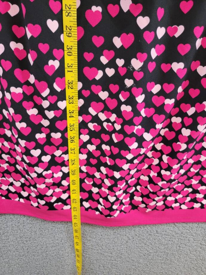 London Times Heart Print Tie Neck Short Sleeve Dress Women's 22W Multi Back Zip
