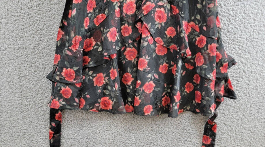 Trixxi Surplice-Neck Tie-Waist Fit & Flare Chiffon Dress Juniors' XXS Black/Red