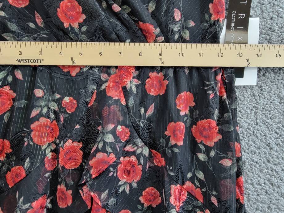 Trixxi Surplice-Neck Tie-Waist Fit & Flare Chiffon Dress Juniors' XXS Black/Red