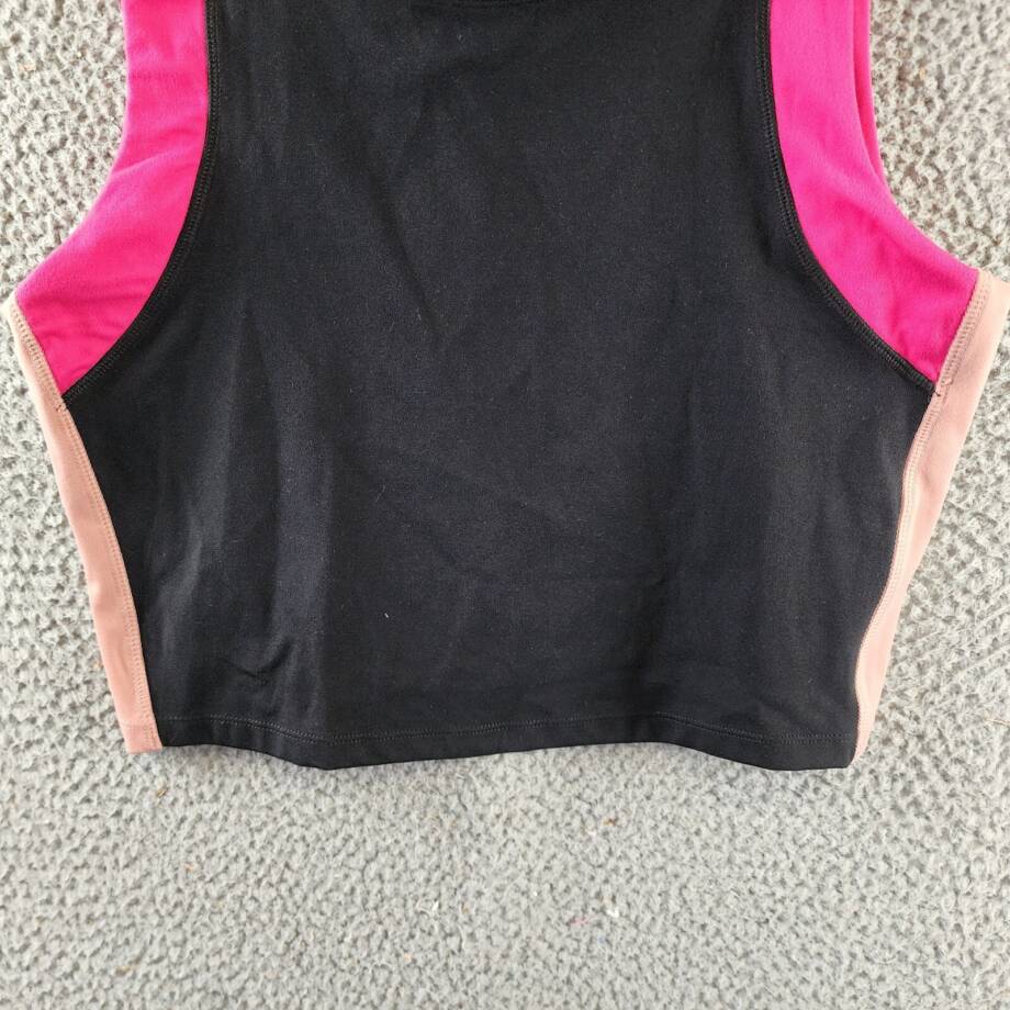 Calvin Klein Contrast-Trim Cropped Top Womens XL Black Multi Pullover Sleeveless