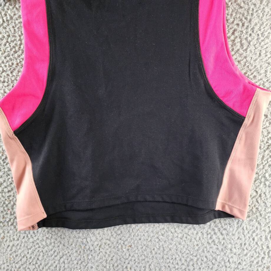Calvin Klein Contrast-Trim Cropped Top Womens XL Black Multi Pullover Sleeveless