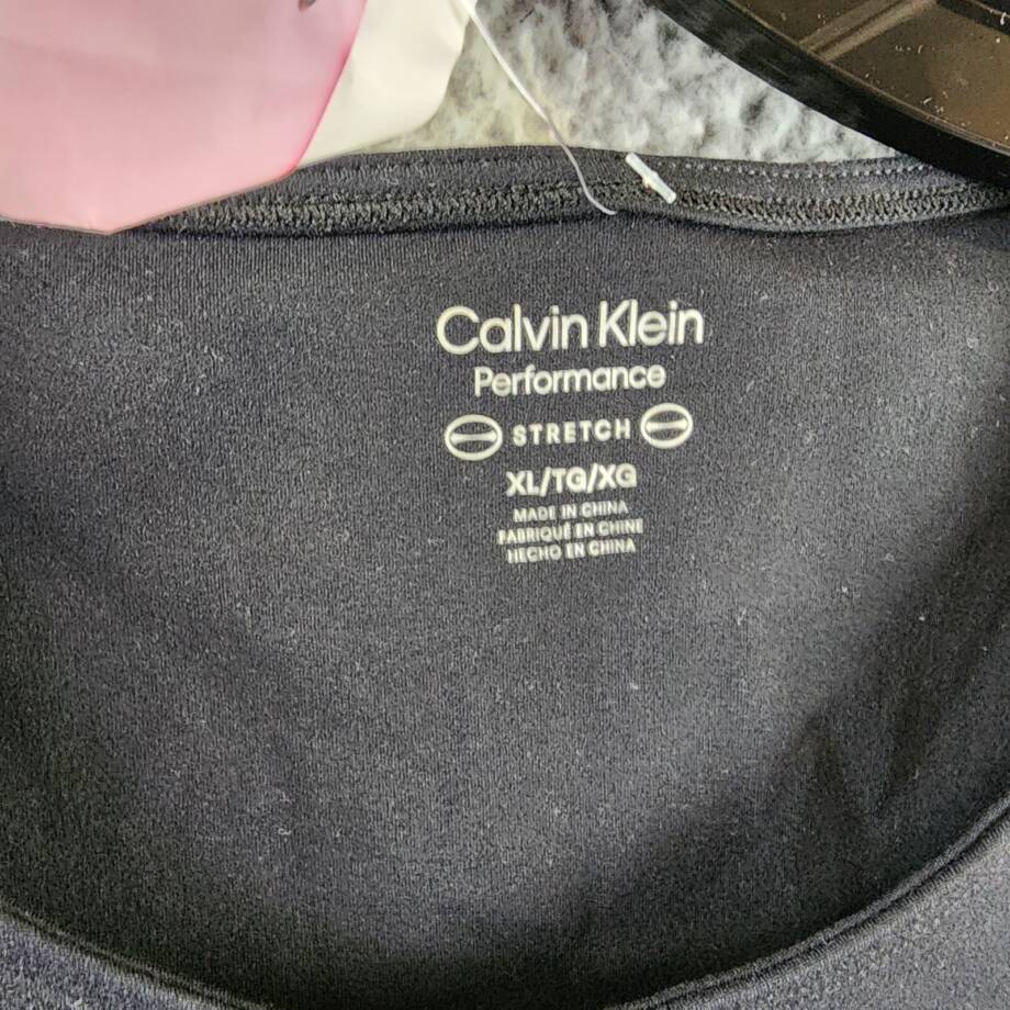 Calvin Klein Contrast-Trim Cropped Top Womens XL Black Multi Pullover Sleeveless