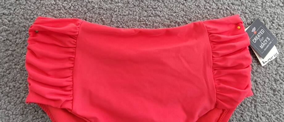 Bar III Shirred High-Rise Bikini Bottoms Women's XS Paradise Pink Pull On Style~