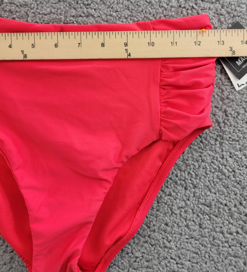 Bar III Shirred High-Rise Bikini Bottoms Women's XS Paradise Pink Pull On Style~