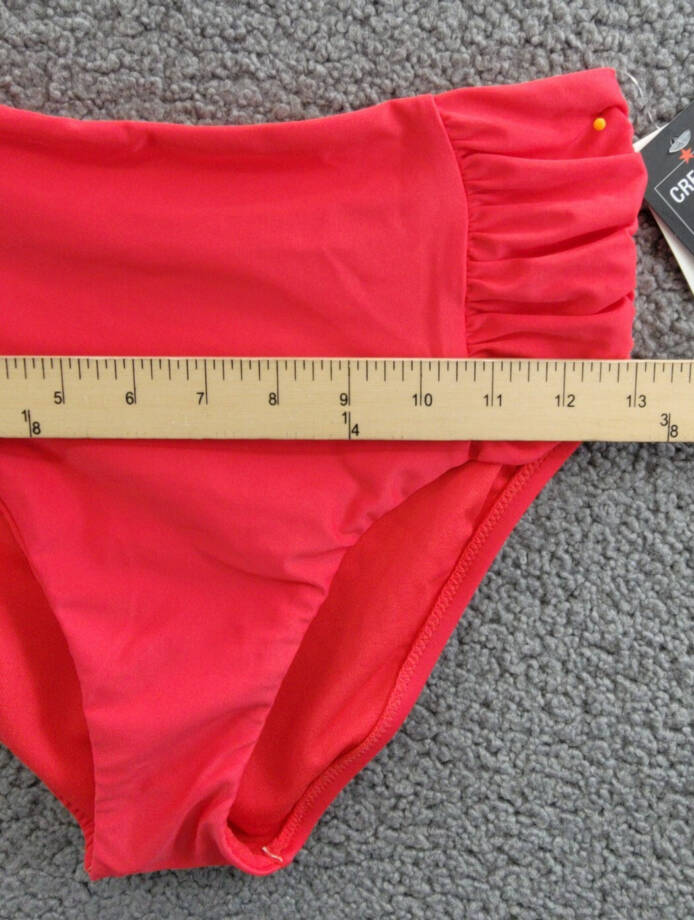 Bar III Shirred High-Rise Bikini Bottoms Women's XS Paradise Pink Pull On Style~