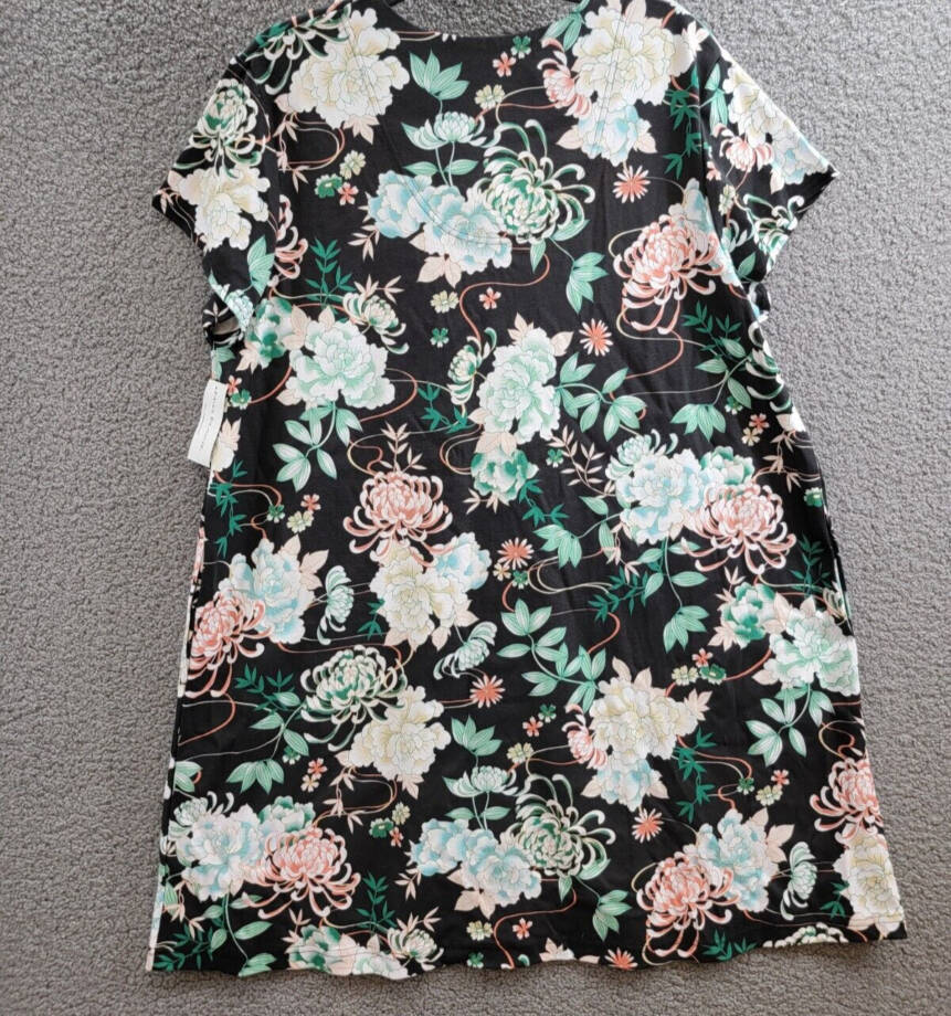 Miss Elaine Short-Sleeve Floral Robe Women's XS Seaside V-Neck Snap Closure